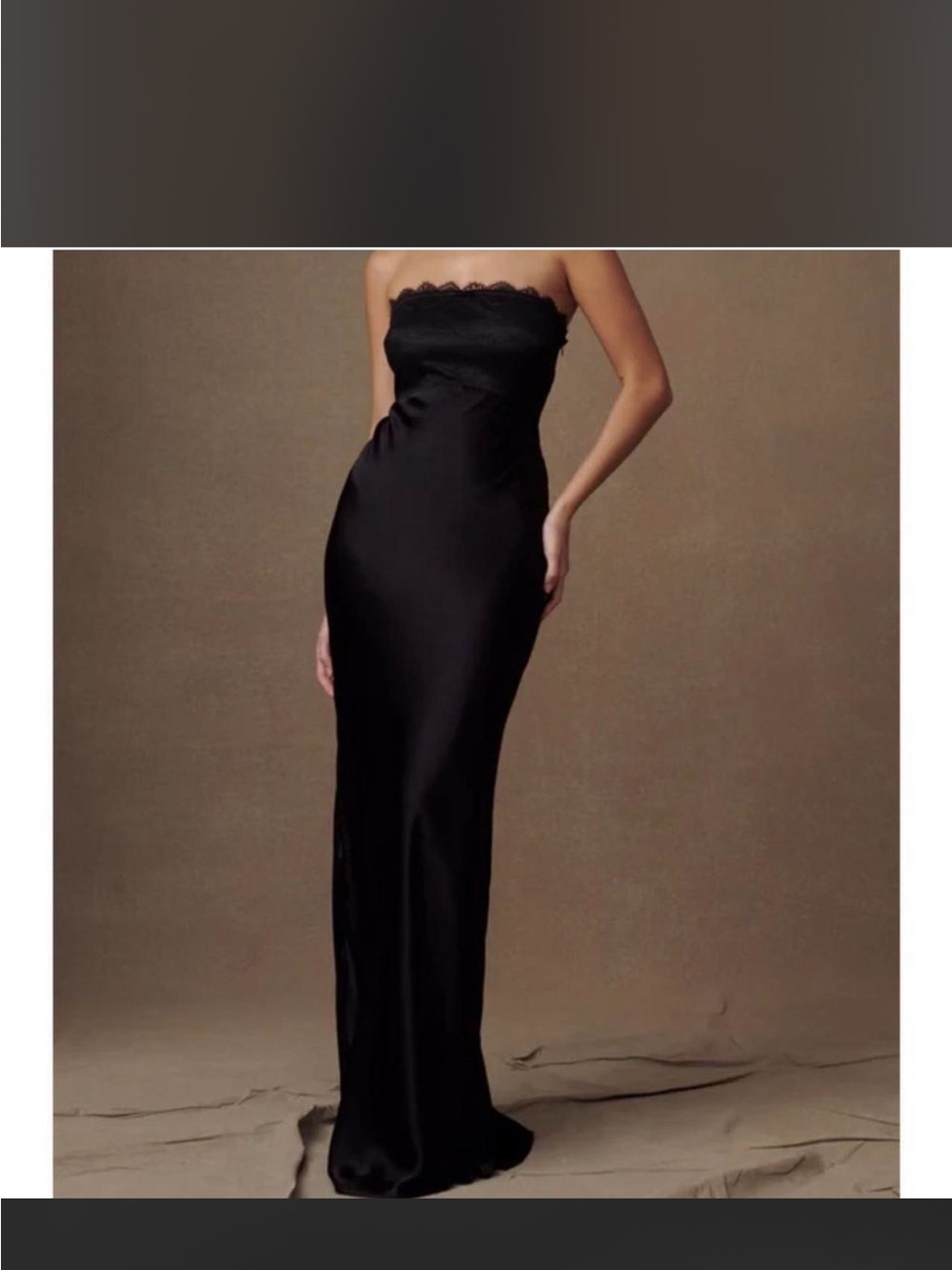 Strapless Black Satin Evening Gown